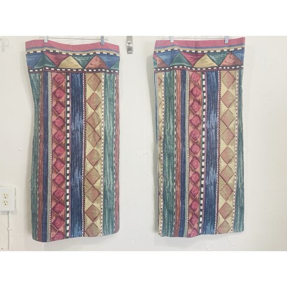 DAN RIVER 2 KING PILLOWCASES BLUE TAN TERRACOTTA KHAKI SOUTHWEST Geometric 80s 9 - Picture 12 of 12